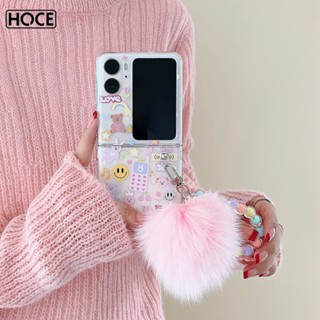 Hoce เคสป้องกันโทรศัพท์มือถือ แบบนิ่ม ลายหมีน่ารัก 3D กันกระแทก พร้อมสายคล้องมือ สําหรับ Oppo Find N2