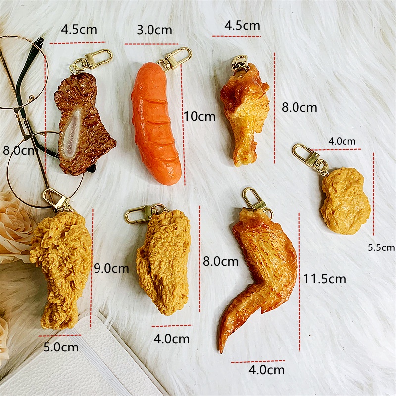 พวงกุญแจไก่ทอด Chicken Keychain น่องไก่ทอด พร้อมส่ง keyring กุญแจน่องไก่ปลอม ตลก ของตกแต่งบ้าน โมเดล เหมือนจริง gift ราคา ถูกที่สุด ดีลบีเคเค แกลเลอรีภาพที่ 4