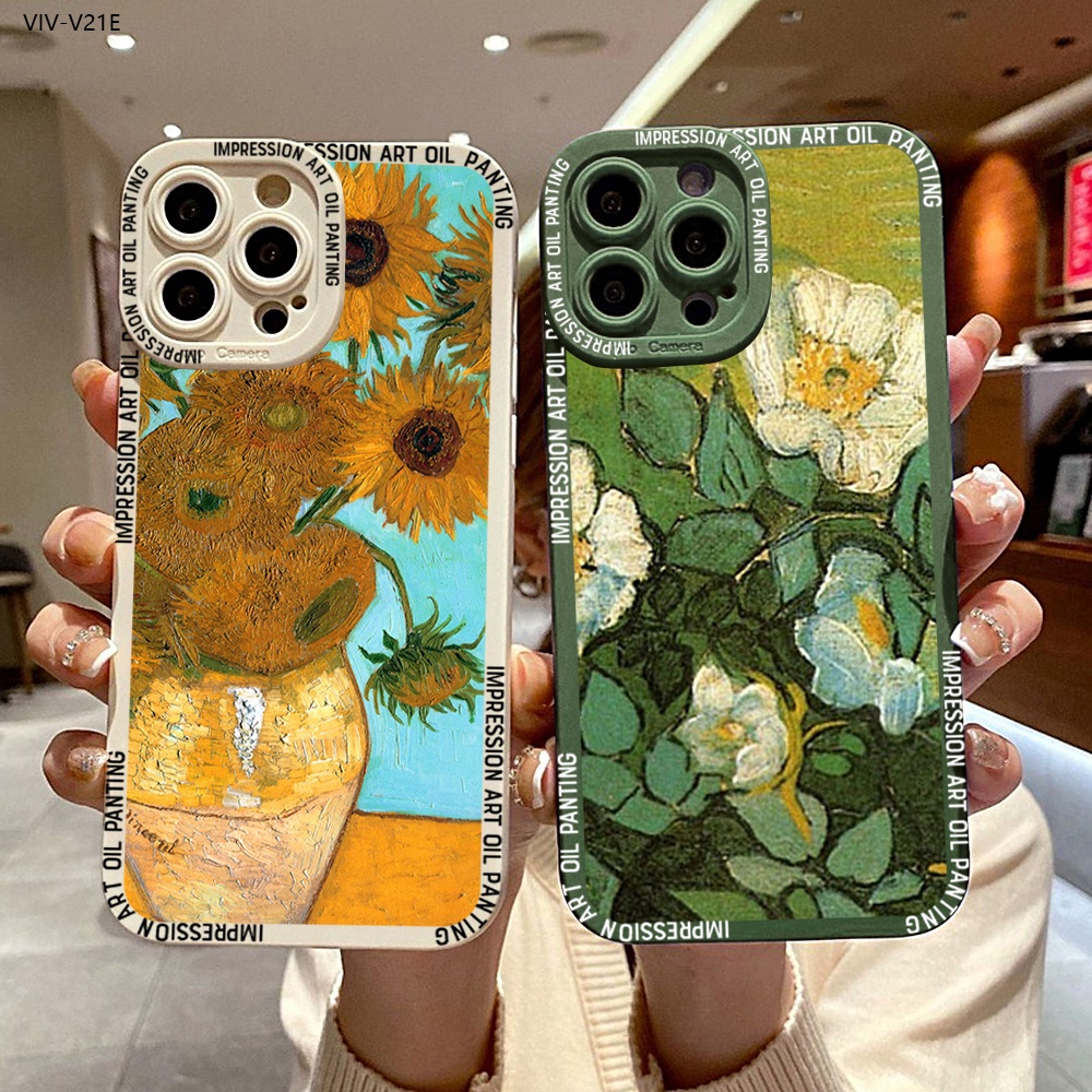 VIVO V21E V21 V20 S1 SE Pro 2021 5G เคสวีโว่ สำหรับ Case Cartoon Oil Painting เคสโทรศัพท์ Angel Eyes