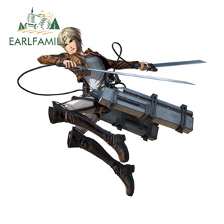 Earlfamily สติกเกอร์ไวนิล ลายอนิเมะ Attack on Titan JDM ขนาด 13 ซม. x 11.6 ซม. สําหรับติดตกแต่งรถยนต์ รถจักรยานยนต์ แล็ปท็อป หน้าต่าง