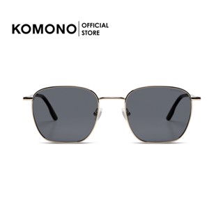 KOMONO Adam Silver smoke แว่นกันแดด ทรงสีเหลี่ยมโลหะ สีดำเงิน แป้นจมูกซิลิโคน Polarized