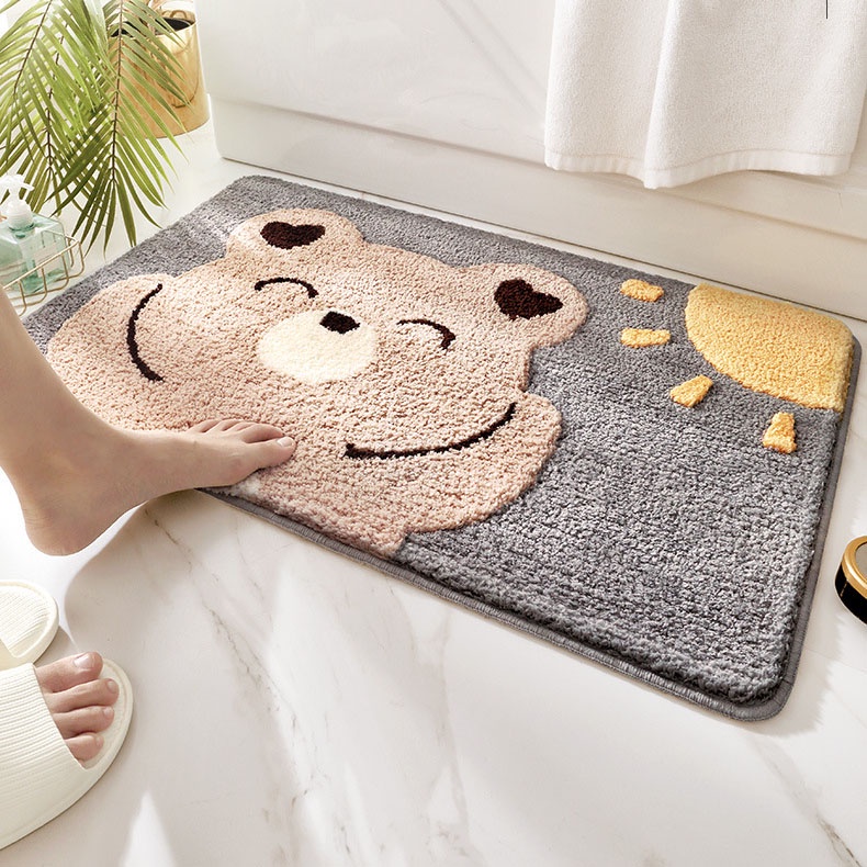 พรมเช็ดเท้าห้องน้ําและห้องน้ํากันลื่น PREMIUM - ธีมหมีสีน้ําตาล TCCC13