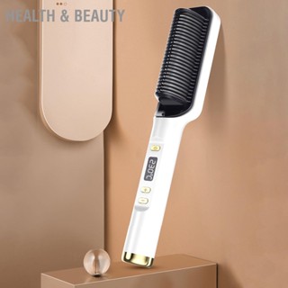 Health &amp; beauty แปรงหนีบผมตรง LCD ไอออนลบป้องกันการลวก 2 in 1 หวีผมอุ่นสำหรับผมหยิกตรง EU Plug 220V