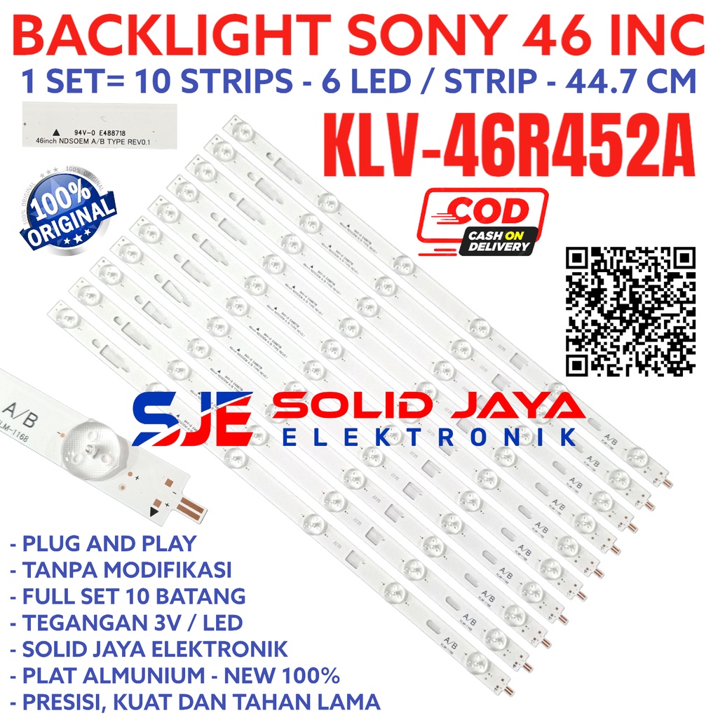 SONY 46 INC LED TV BACKLIGHT KLV 46R452A 46R452 KLV46R452 KLV46R452 BL 6K 6LED KLV-46R452 KLV-46R452