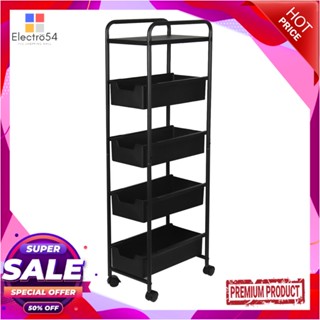 4-DRAWER ชั้นลิ้นชัก 4 ชั้น STACKO PISO 24x36.5x105 ซม. สีดำ4-DRAWER STORAGE CART STACKO PISO 24X36.5X105CM BLACK