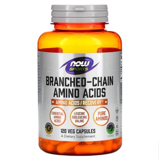 NOW Foods, Sports, Branched-Chain Amino Acids  120 Veg Capsules , อะมิโน  เสริมสร้างกล้ามเนื้อ