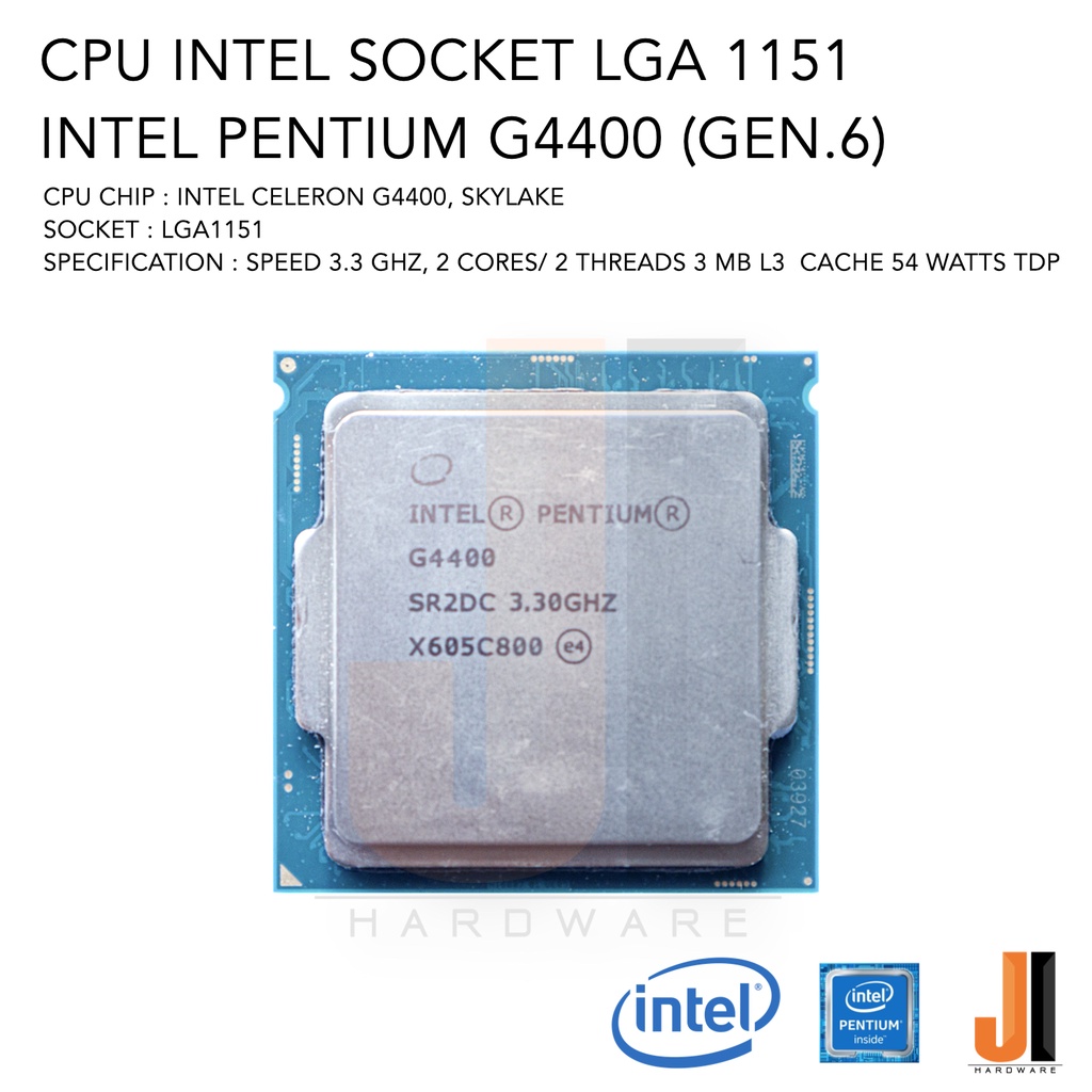 CPU Intel Pentium G4400 2 Cores/ 2 Threads 3.3 Ghz  No Fan Socket LGA 1151 (สินค้ามือสองสภาพดีมีการร