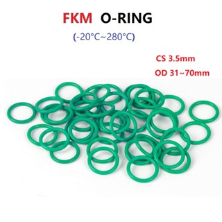 CS3.5MM  OD31~70MM ทนอุณหภูมิสูง . ปะเก็นยางฟลูออรีน โอริง สีเขียว FKM   ทนอุณหภูมิสูง ปิดผนึกปะเก็นฉนวนกันความร้อนน้ำมันทนต่ออุณหภูมิสูง