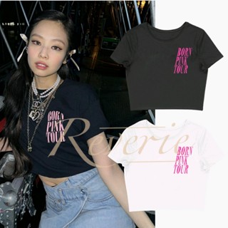 Blackpink เสื้อครอปท็อป ทัวร์สีชมพู ดํา ชมพู ทัวร์โลก 2022 2023 แฟชั่นเกาหลี ไอดอล