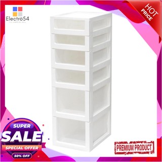 6-TIER ตู้ลิ้นชัก 6 ชั้น STACKO COUPLE 32x42x101 ซม. สีขาว6-TIER DRAWER UNIT STACKO COUPLE 32X42X101CM WHITE