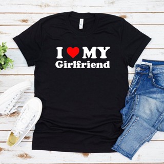 เสื้อยืดแขนสั้น พิมพ์ลายกราฟฟิค I Love My Girlfriend สําหรับผู้ชาย และผู้หญิง