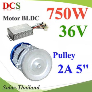 มอเตอร์บลัสเลส DC 36V 750W ติดตั้งมู่เล่ย์ 5 นิ้ว 2 ร่อง A พร้อมกล่องคอนโทรล BLDC Motor รุ่น BLDC-750W-3