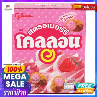 กูลิโกะ​ โคลลอน บิสกิตโรล รสสตรอว์เบอร์รี่ 46 ก. Glico Collon Biscuit Roll Strawberry Flavor 46 g.บิสกิต, ค