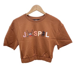 Jaspal เสื้อยืดสีน้ำตาล ตัวสั้น เอวจั้ม ✨ของใหม่งานป้าย