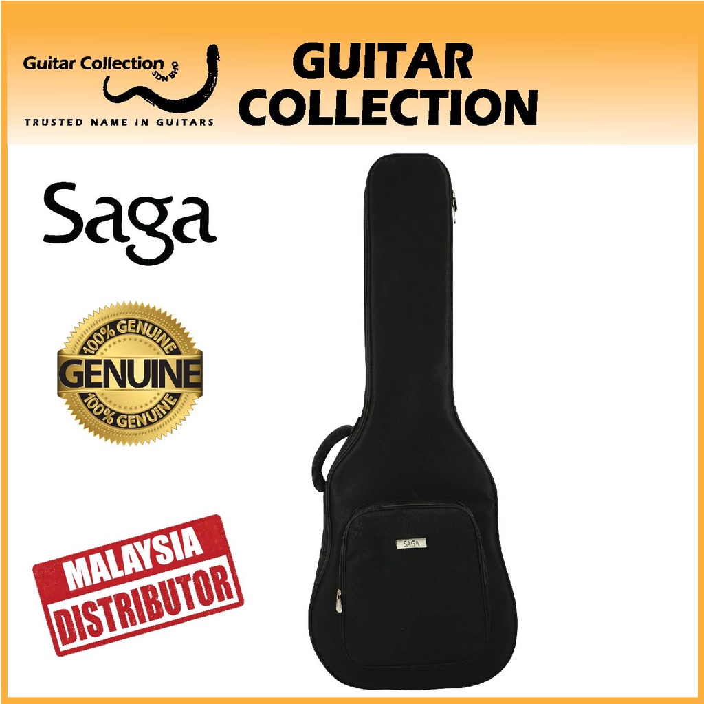 Saga 10mm Cushion Acoustic / Classical Guitar Gig Bag Black (Fits 40" & 41" Guitars)