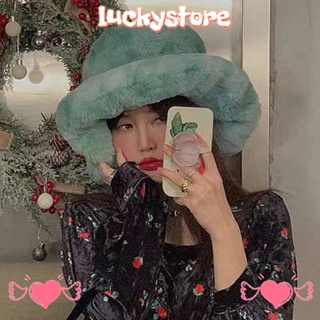 Lucky หมวกบักเก็ต ขนเฟอร์เทียม แบบนิ่ม ให้ความอบอุ่น เหมาะกับใส่กลางแจ้ง