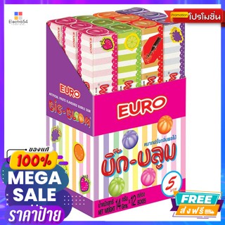 Euro(ยูโร่) ยูโร่ บิ๊ก บลูม หมากฝรั่งกลิ่นผลไม้ 14 ก. แพ็ค 12 Euro Big Bloom Fruit Flavor Chewing Gum 14 g. Pack 12ลูกอม