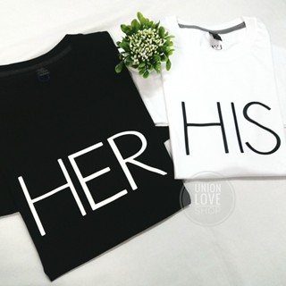 เสื้อคู่รัก สีขาว-ดำ สกรีน "HIS&amp;HER" C050 ตัวละ_05