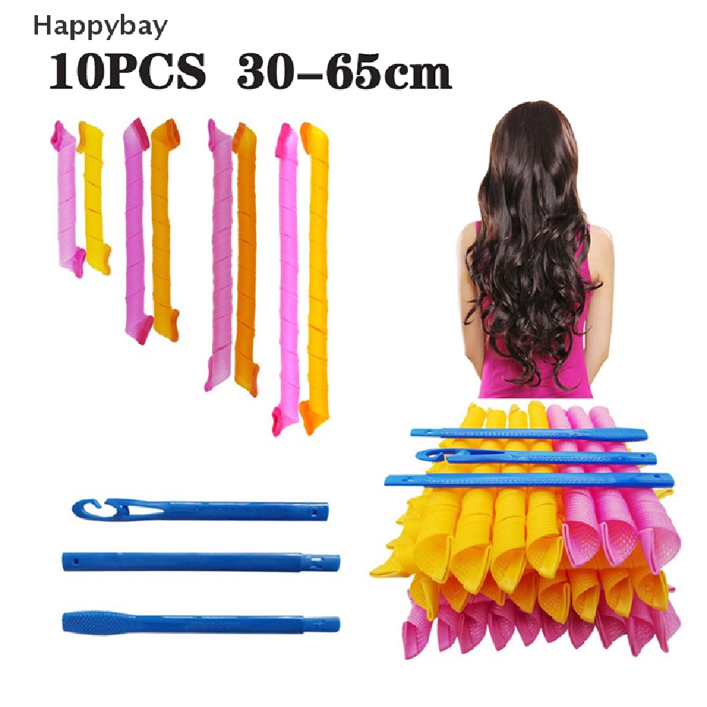 <Happybay> โรลม้วนผม แบบเกลียว ทรงกลม ไม่เป็นคลื่น (30-65 ซม.) 10 ชิ้น