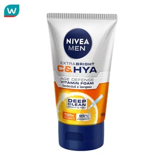 Nivea นีเวีย เมน เอ็กซ์ตร้า ไบรท์ ซีแอนด์ไฮยา เอจ ดีเฟนซ์ วิตามิน วอช 100 กรัม โฟมล้างหน้า