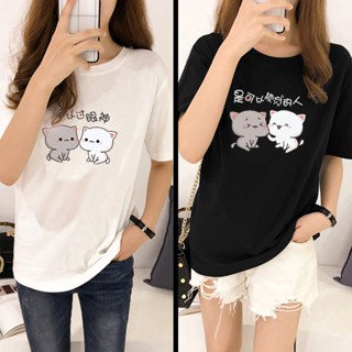 Short-sleeved T-shirt Women New Ins T White Loose Couple Shirts Top_02