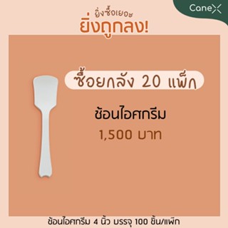 [ 20 แพ็ค แพ็คละ 100 ชิ้น ] โปรแรง!! ช้อนไอศกรีม สลายตัวได้ตามธรรมชาติ ขนาด 4 นิ้ว ยกลัง