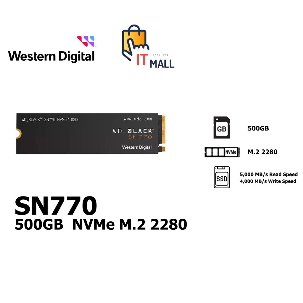 WD SSD M.2 NVMe WD BLACK SN770 500GB GEN 4.0 (WDS500G3X0E)