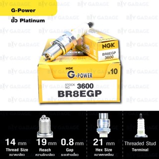 หัวเทียน NGK รุ่น G-POWER ขั้ว Platinum【 BR8EGP 】Honda Beat LS, NSR 125, NSR150, Fighter, AKIRA, AR150, GTO