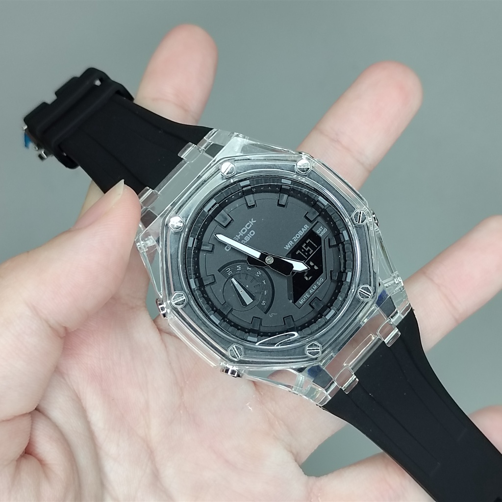 GA-2100 GA-2100AP 9 สีดํา TMJ CUSTOM TO AP ,TRANSPARENT HEAD/RUBBER STRAP/ATUOLIGHT/PREMIUM COPY
