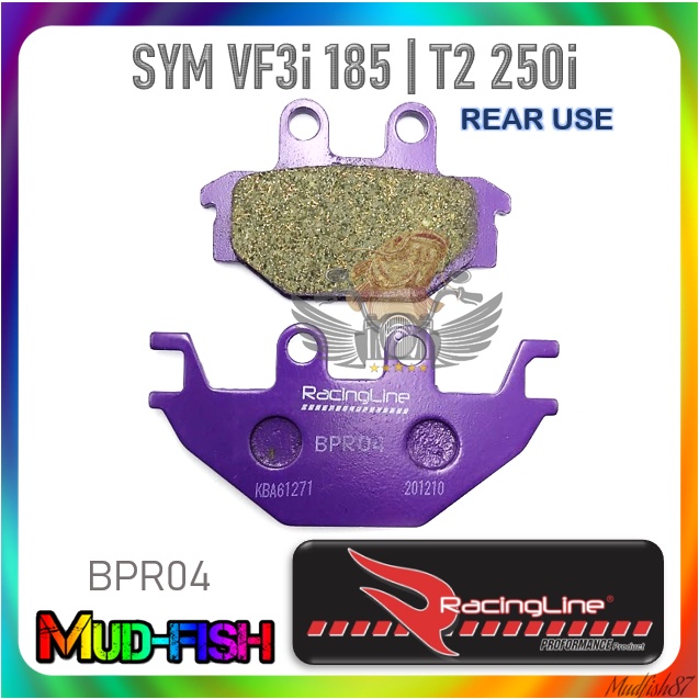 RACING LINE REAR ผ้าเบรกสําหรับ SYM VF3i 185 T2 250i (BPR04)