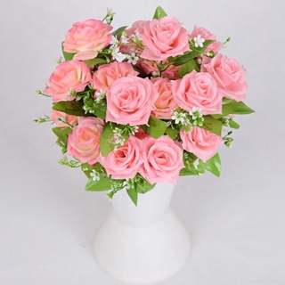 【AG】1 Bouquet Artificial Flower No Wilting Elegant 12 Heads Decorative Beautiful Faux Silk Rose Flower Home Decoration