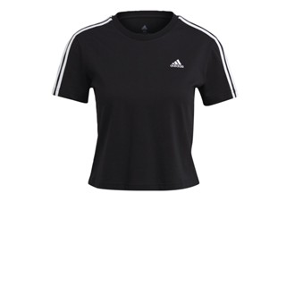 adidas ไลฟ์สไตล์ เสื้อครอป Essentials Loose 3-Stripes ผู้หญิง สีดำ GL0777