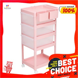 4-TIER ชั้นวางของ 4 ชั้น มีล้อ STACKO VIVE 42x46x89 ซม. สีชมพู4-TIER UTILITY CART STACKO VIVE 42X46X89CM PINK