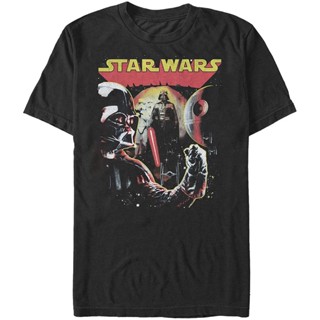 เสื้อยืดคอวีผู้ชาย STAR WARS Mens Vader Retro Fist T-Shirt t shirt men cotton_04