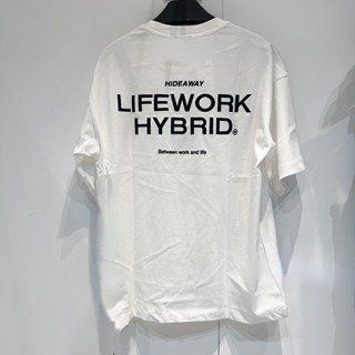 Lifework ใหม่ เสื้อแขนสั้น พิมพ์ลายตัวอักษร ทรงหลวม สีเขียวเรืองแสง ขนาดใหญ่