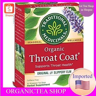 Traditional Medicinals Organic Throat Coat Herbal Tea Original 16 Tea Bags เจ็บคอ
