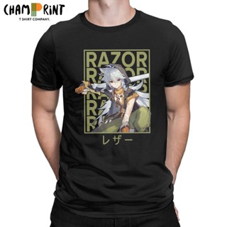 Mens Razor Genshin Impact T Shirts 100% Cotton Clothes Funny Short Sleeve Round Neck Tees Printed T-Shirts_03