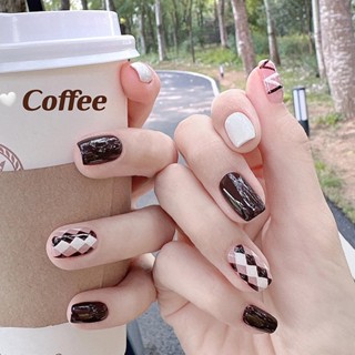 เล็บปลอม สีขาวกาแฟ 24 ชิ้น/กล่อง R697