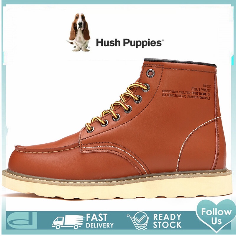 Hush Puppies ผู้ชายรองเท้าข้อเท้ารองเท้า High Cut รองเท้าหนังรองเท้าสําหรับชายรองเท้า Martin รองเท้า
