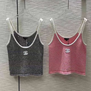 ♥ เช็คสินค้าก่อนสั่ง CHANEL STRIPE TANK TOP เสื้อสายเดี่ยว ลาย Stripe ปักlogo สวยเรียบหรู ผ้านิต เนื้อดีมาก ชาแนล