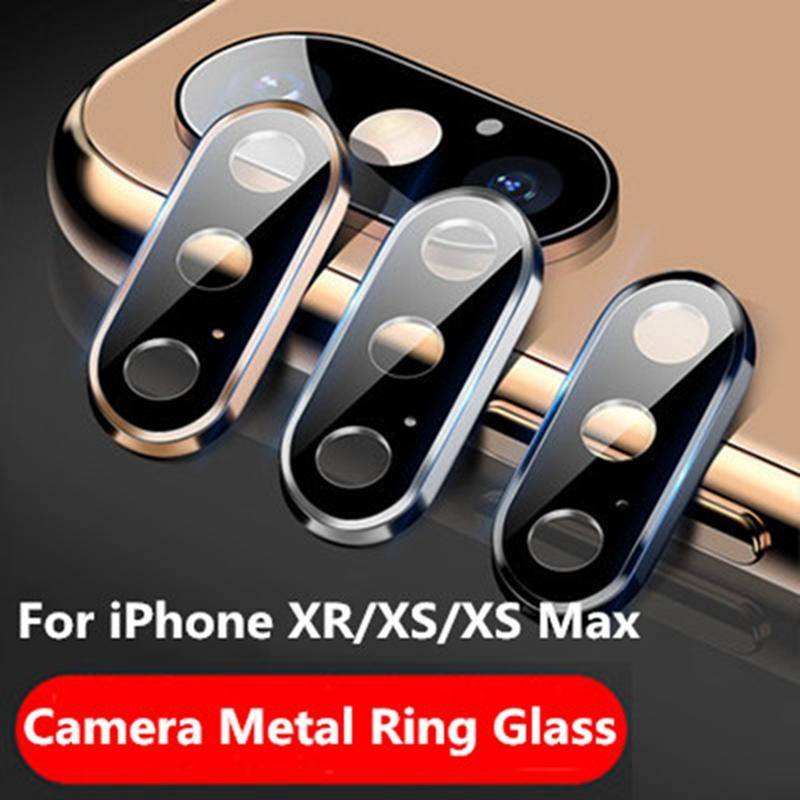 สําหรับ iPhone X XS XSMax XR ตัวป้องกันเลนส์กล้องด้านหลัง กระจกนิรภัย พร้อมแหวนกรอบโลหะ ด้านหลัง ตัวป้องกันเลนส์กล้อง อะไหล่