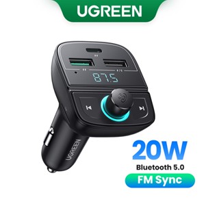 Ugreen PD อะแดปเตอร์ชาร์จ 4.0 3.0 FM บลูทูธ 5.0 แฮนด์ฟรี FM สําหรับ iPhone 14 13 12 QC3.0