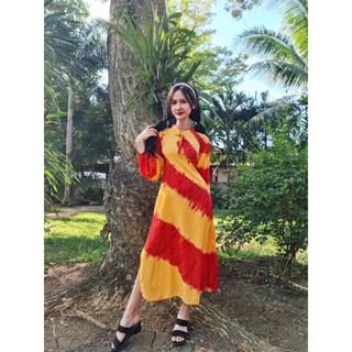 ชุดมัดย้อมสีแดงเหลืองต้อนรับตรุษจีนสีมงคลสวยสุดดดสดใส 🌹🌷