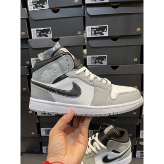 [ พร้อมส่ง ] Air Jordan 1 Mid  " Grey scale  " Size 40 - 46 [ H12 ]