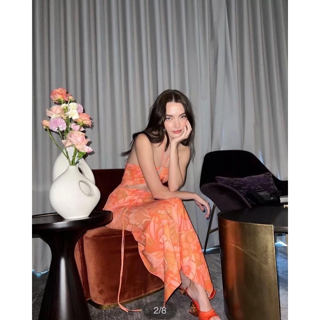 ส่งต่อส่งต่อFebrique.co - floral Meryl Dress size S  สี orange ใส่ครั้งเดียว