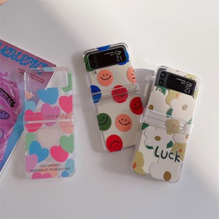 เคสโทรศัพท์มือถือ PC แบบแข็ง เต็มจอ กันกระแทก ลายหัวใจ สีสันสดใส สําหรับ Samsung Galaxy Z Flip 4 3 5G Z