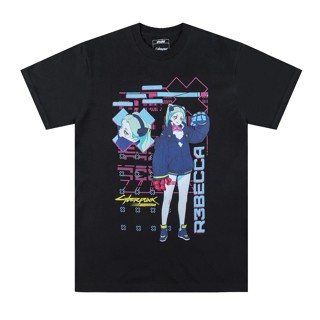 เสื้อยืดแขนสั้น พิมพ์ลายท่าทาง Atsuko Cyberpunk Edge Walker Rebecca สําหรับผู้ชาย_12