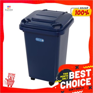 DUSTBIN ถังขยะฝาเปิดปิด มีล้อ ACCO CLEAN 60 ลิตร สีน้ำเงินDUSTBIN WITH WHEELS ACCO CLEAN 60L BLUE