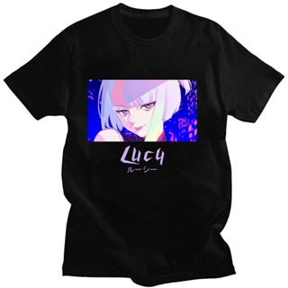 เสื้อยืดแขนสั้น พิมพ์ลายการ์ตูนอนิเมะ Lucy Cyberpunk Edgerunners สไตล์พังก์ โกธิค โอเวอร์ไซซ์ สําหรับผู้ชาย และผู้ห_12