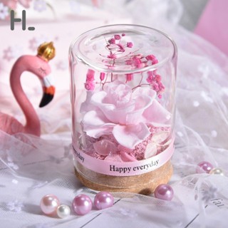 happylife วันวาเลนไทน์ ของขวัญ ดอกไม้อมตะ วัสดุสำเร็จรูป แพคเกจ DIY ดอกกุหลาบคริสต์มาส กล่องของขวัญ ฝาครอบแก้ว ตกแต่งของขวัญ